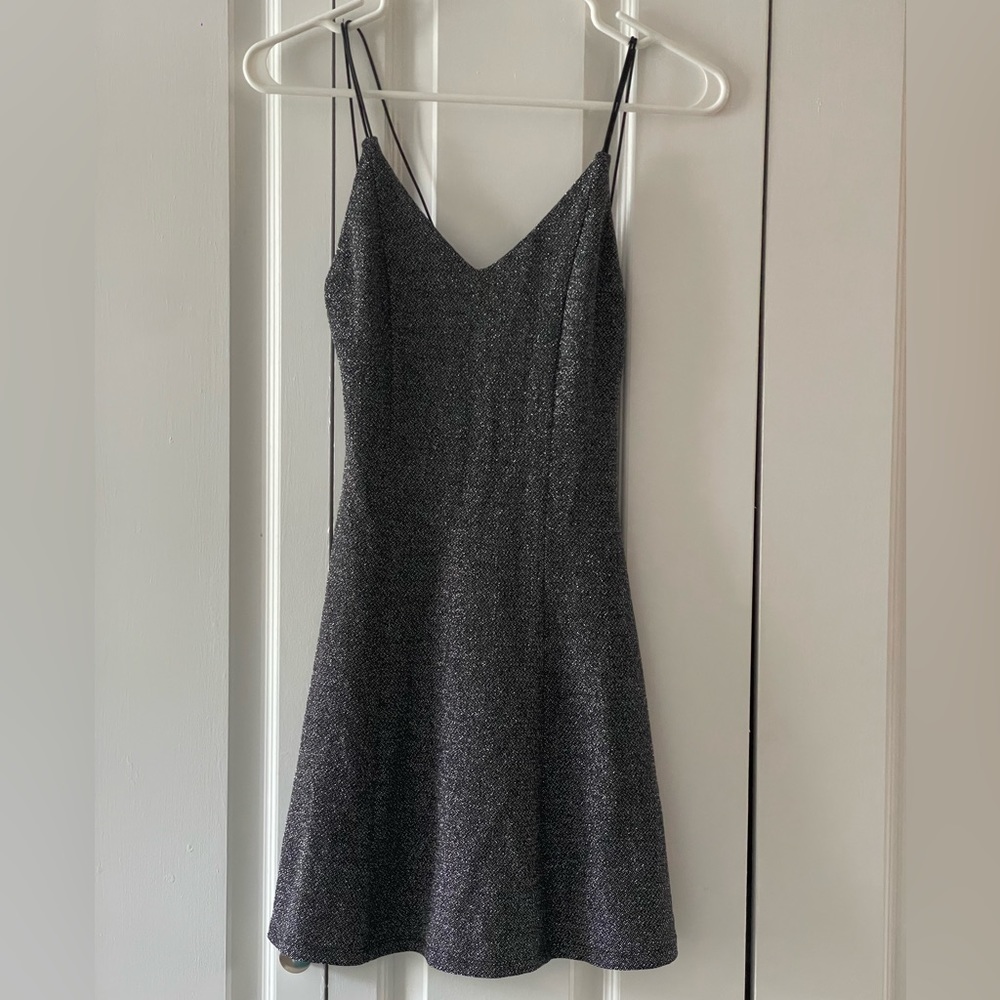Divided shiny silver strap dress size XS